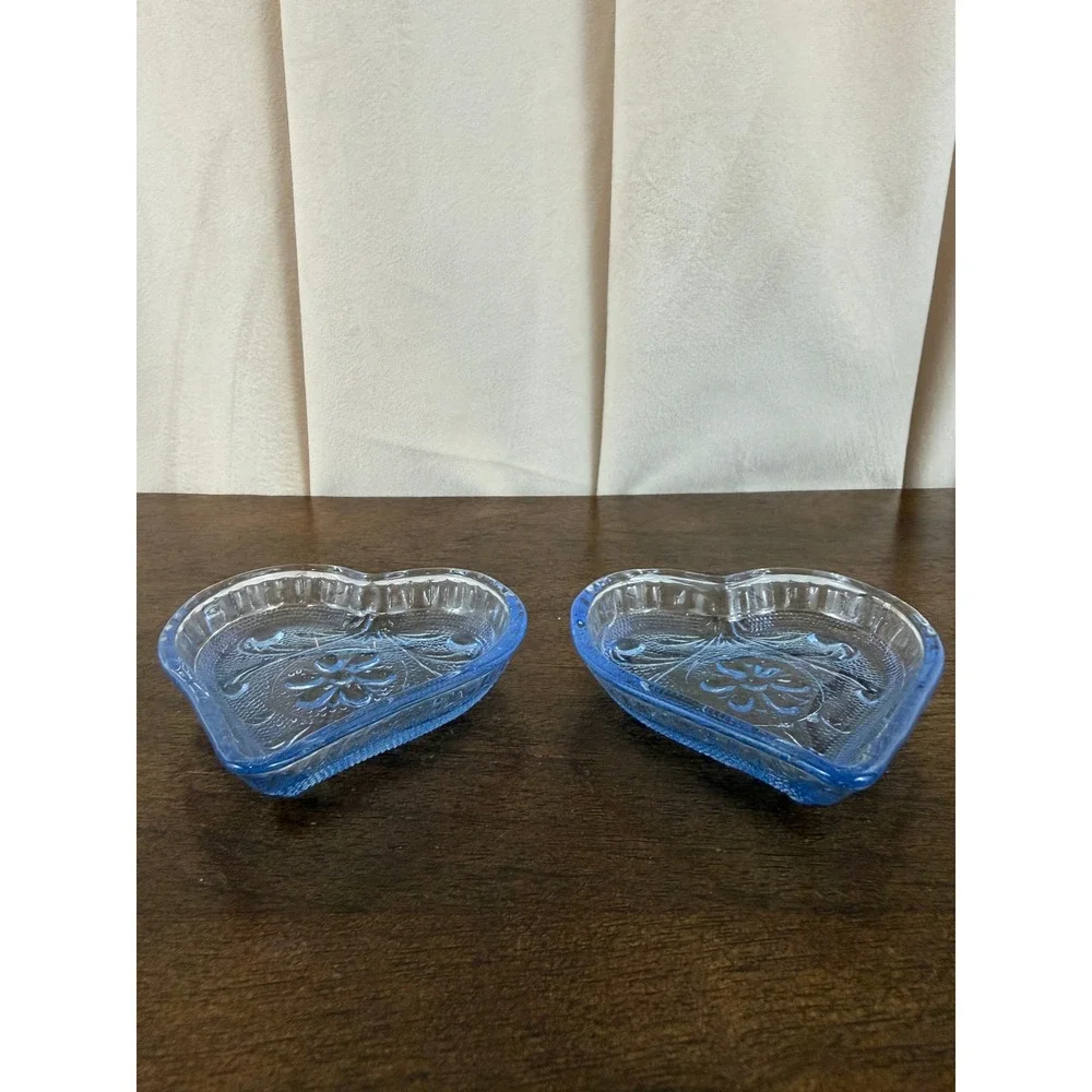 Indiana Glass Tiara Sandwich PAIR (2) Blue Glass 3